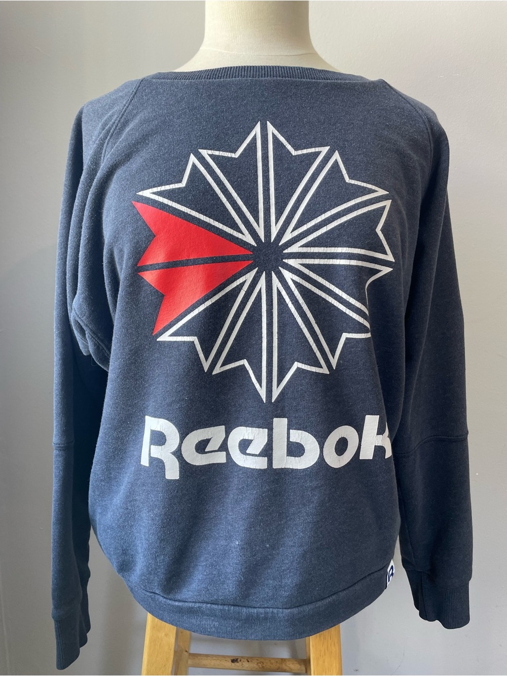 VTG Look Reebok Classic Crewneck Sweatshirt Navy Blue Size M - Picture 4 of 9